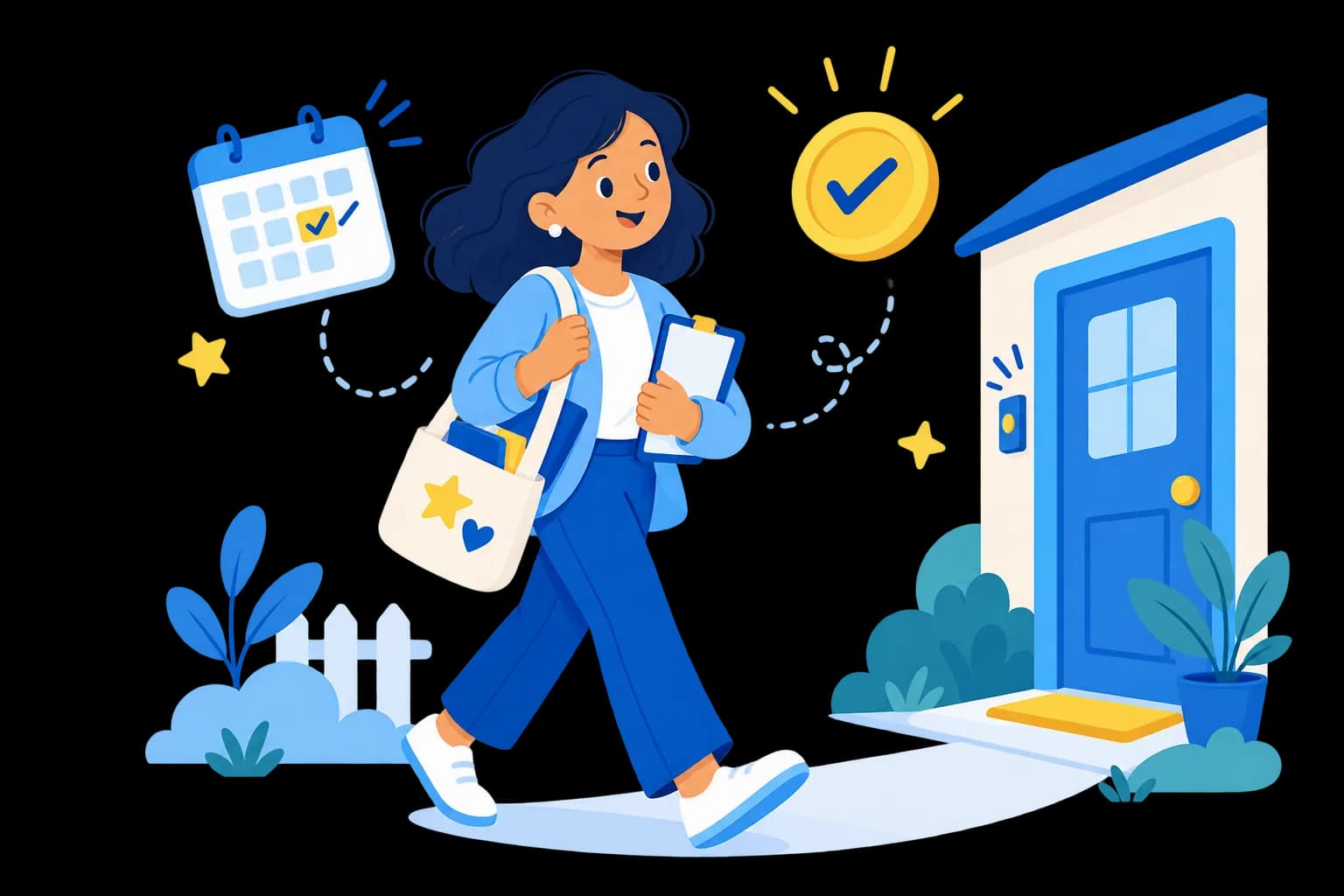 An educator heading to a home session